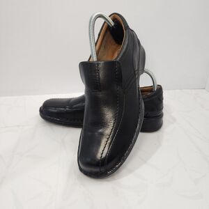 Clarks Mens Escalade Step Black‎ Leather Casual Shoes US 7.5/EU 40